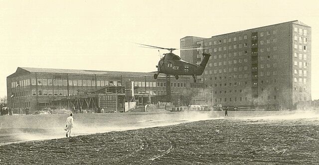 Landung des Rettungshubschraubers