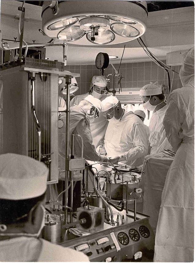 Prof. Derra during a heart operation